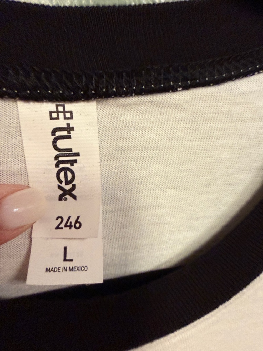 Tultex White Ringer Tee with Black Trim and Multicolor 'Vintage 1971' Graphic - Picture 3 of 5